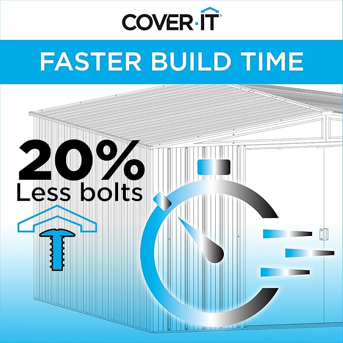 Cover It 6' x 4' Galvanized Steel Outdoor Storage Shed with Pent Roof and Lockable Sliding Doors, Weather-Resistant Steel Storage Shed for Backyards, Gray