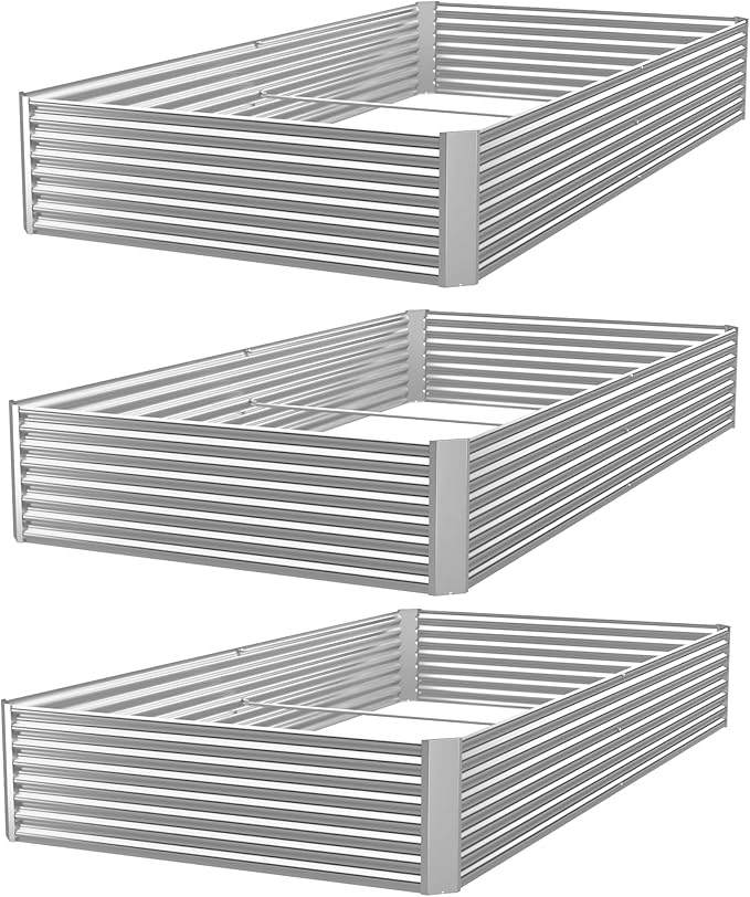 3 Pack 8x4FT Galvanized Raised Garden Bed Outdoor,Metal Garden Bed for Vegetables,Steel Raised Beds for Gardening,Above Ground Garden Box for Flower