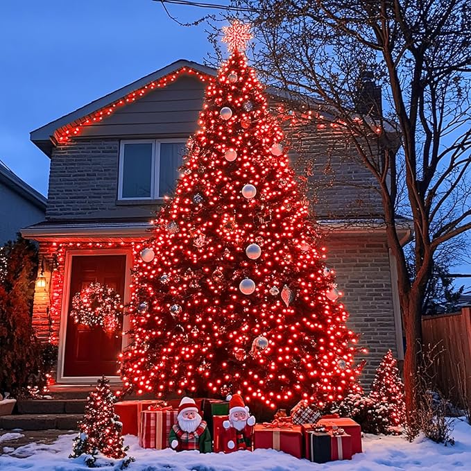 JMEXSUSS 500 LED Red Christmas Lights Outdoor, 173ft 8 Modes Christmas String Lights Plug in, Waterproof Red LED Lights for Indoor Tree Party Bedroom Xmas Halloween Decor