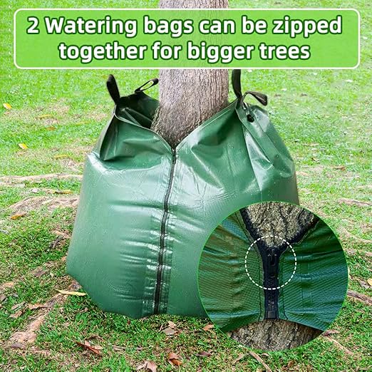 25 Pack Tree Watering Bag, 20 Gallon Slow Release Watering Bag for Trees, Premium PVC Shrub Watering Bag with Heavy Duty Zipper, Sturdy Reusable Drip Irrigation Bag