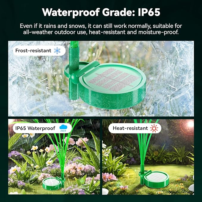 2 Packs Reeds Solar Garden Light With Multiple Color Gradients, 30 Inch, 12 Bulbs, Intelligent Control System, IP65 Waterproof, Outdoor Solar for Decorating Pathway