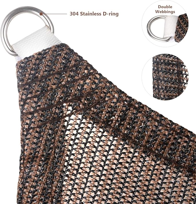 Eden's Decor Straight Flat-Edged Sun Shade Sail Rectangular 13' x 22' Brown UV-Blocking Outdoor Canopy Fabric Cloth Awning for Pergola Patio Garden Backyard Custom Size