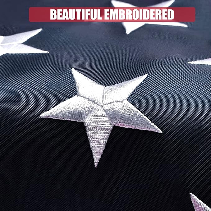 American Flag 12x18 Ft, Outdoor Premium US Flags, Heavy Duty Durable, 420D Oxford Nylon, Embroidered Stars, Brass Grommets