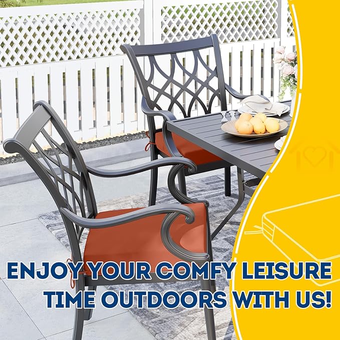 AAAAAcessories Outdoor Seat Cushions for Chairs, Waterproof, Fade-Resistant Patio Furniture Replacement Cushions, 20" x 18" x 3", Set of 2, Rust