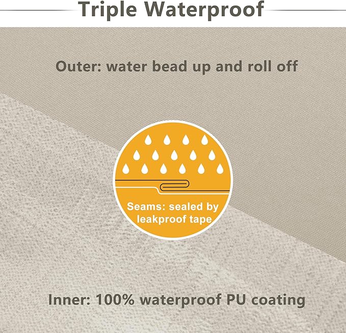 Favoyard Patio Chair Cushions 18.5 x 16 x 3 Inch Waterproof Outdoor Seat Cushions for Patio Furniture 3-Year Color Fastness Garden Sofa Couch Chair Pads with Handle & Adjustable Straps Set of 2, Beige