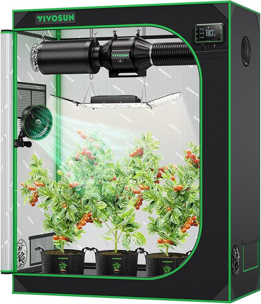 VIVOSUN S425 4x2 Grow Tent, 48"x24"x60" High Reflective Mylar with Observation Window and Floor Tray for Hydroponics Indoor Plant for VS2000