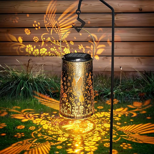 Hummingbird Outdoor Solar Lights for Yard, Hanging Solar Lanterns Outdoor Waterproof, Garden Decor Christmas Gifts for Mom Women Grandma, Hanging Decoration Outside for Yard, Patio, Porch, Lawn