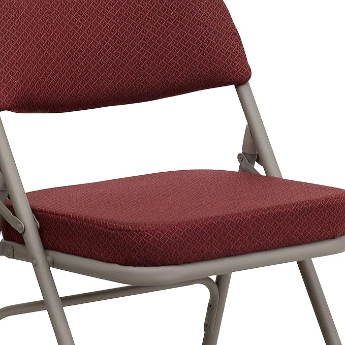 Flash Furniture Hercules Series Metal Folding Chairs with Cushioned Seat, Fabric Upholstered Event Chairs with 300-lb. Static Weight Capacity, Set of 2, Burgundy
