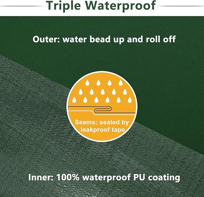 Favoyard Patio Chair Cushions 18 x 18 x 3 Inch Waterproof Outdoor Seat Cushions for Patio Furniture 3-Year Color Fastness Garden Sofa Couch Chair Pads with Handle & Adjustable Straps Set of 2, Green