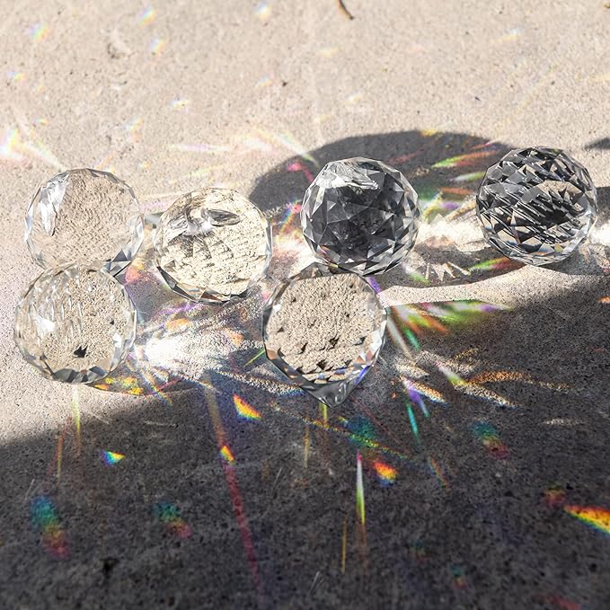 Merrynine 30mm/1.18" 20pcs Crystal Prism Suncatcher for Windows Hanging, Clear Glass Crystal Sun Catcher Beads for Pendants Maker, Crystal Balls for Indoor Window, Feng Shui, Women Girl Gifts
