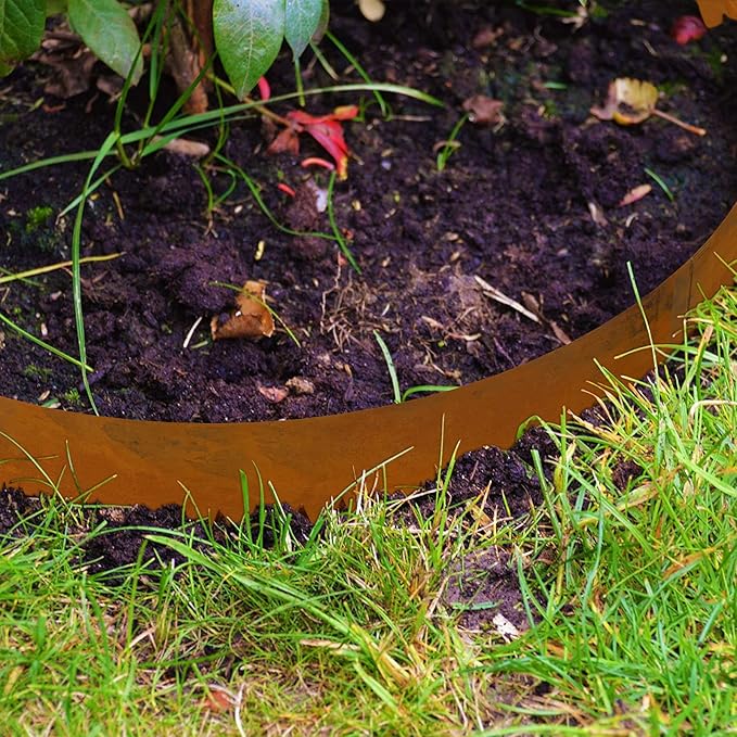 Co rten Steel Landscape Edging 12 Inch Tall 6 Packs, Pre-Rusted Metal Garden Edging, Hammer in Landscape Edging with 6 Clips and a Pair of Gloves, Steel Edging for Landscaping, Lawn Rusty