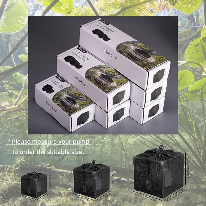 Fineday Pond Filter, Anti-Clogging Cube Outdoor Mesh Water Pump Barrier Bag Box Basket (7" x 2 Pack)