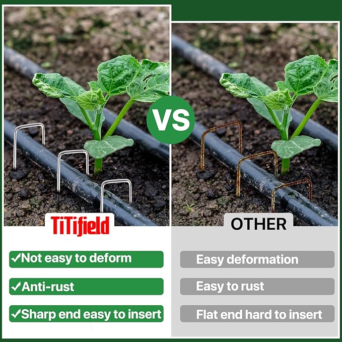 240 Pack Landscape Staples Garden Staples Yard Stakes 6 Inch 11 Gauge Anti-Rust Heavy-Duty Fence Stakes Metal Sod Pins for Weed Barrier Fabric Irrigation Tubing Hose