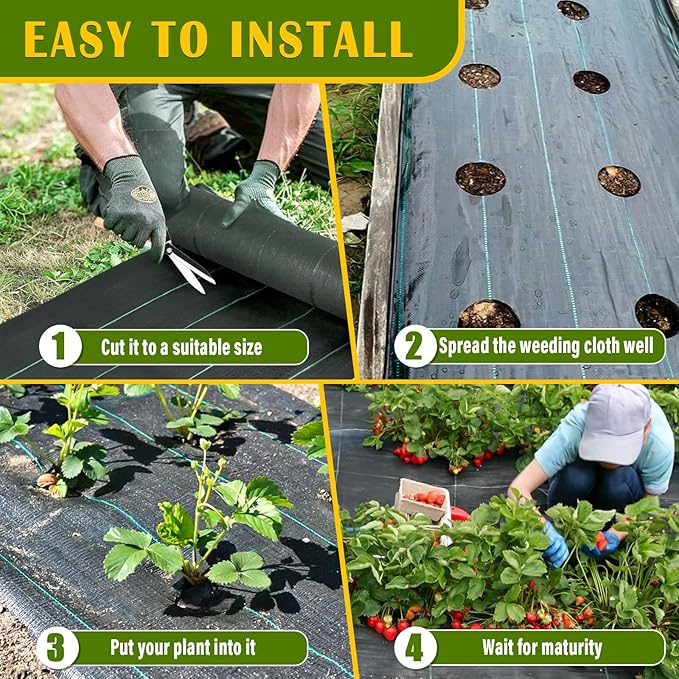 4x200FT Weed Barrier Fabric, Heavy Duty Weed Barrier Landscape Fabric, Garden Weed Barrier Fabric for Garden Fabric, Landscaping Fabrics, Driveway Fabrics