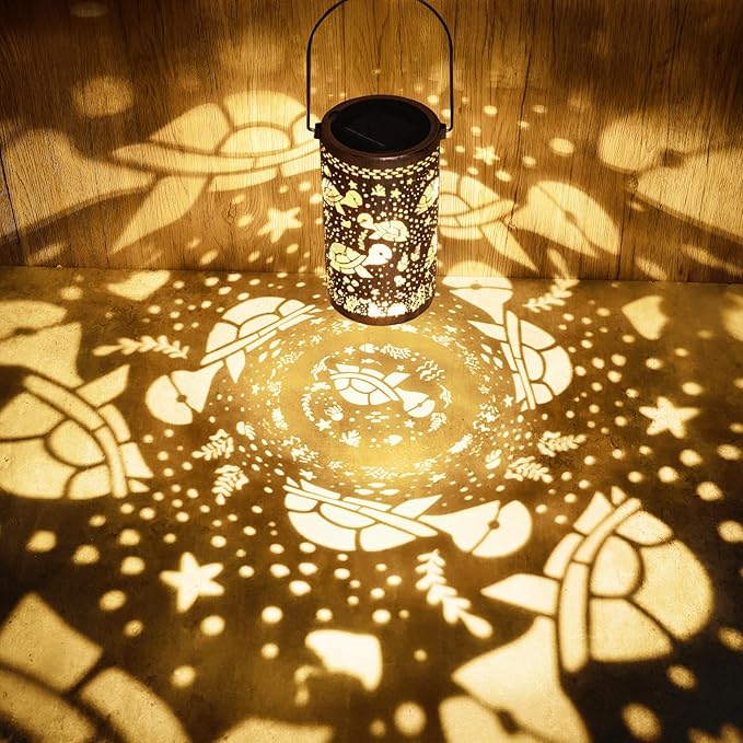 Fabuday Turtle Solar Lanterns Outdoor Waterproof - Metal Hanging Solar Powered Lights Led for Outside, Patio, Porch, Balcony, Yard and Deck Garden Decor, Gardening Decorations Gifts for Women Mom