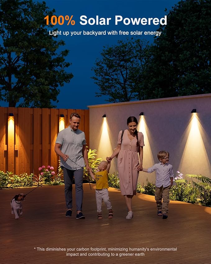 16 Pack Decorative Solar Powered Fence Lights Outdoor Waterproof with Warm White LED Spot Lens, for Outside Wall, Deck, Patio, Yard, Rail, Garage, Pool, Designed for Enhanced Security, Easy Install