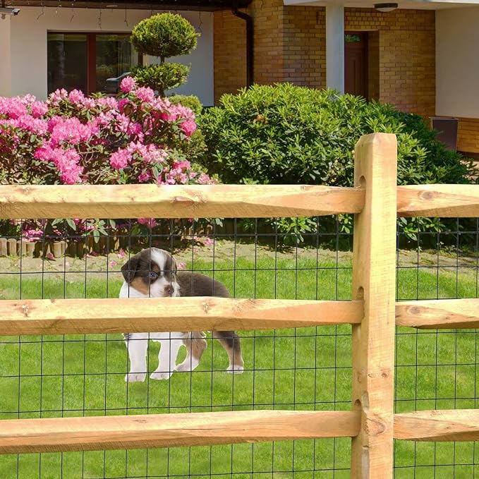 Black PVC Coated Welded Wire Fence 48 Inch x 25 Foot, 2 Inch x 3 Inch 16GA, Garden Border Fencing Roll Vinyl Coating Metal Wire Mesh for Yard Vegetable Plant Protection Poultry Netting