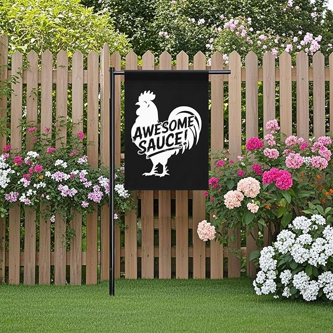 Awesome Sauce Rooster Garden Flag Art Banners House