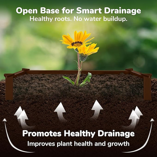 Raised Garden Bed - 1x1 ft Planter Box - Brown HDPE - No Tools Needed - DIY Kit for Urban Gardening, Flowers, Herbs & Vegetables - Made in The USA - 2 Pack