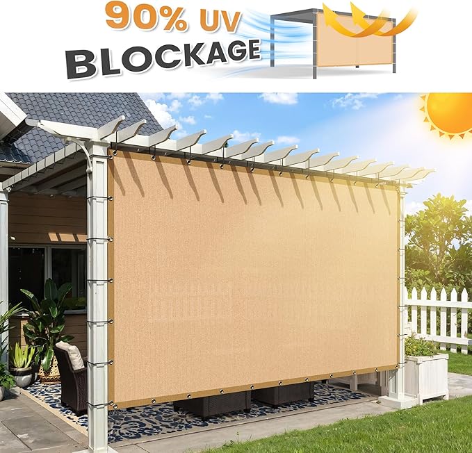 VICLLAX Shade Fabric Sun Shade Cloth with Every 2 FT Grommets for Patio Garden Pergola Cover Canopy 17x21 FT, Wheat