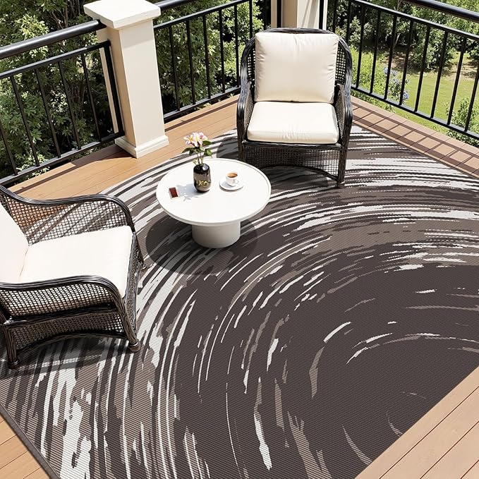 COCOER Modern Outdoor Rug 6x9 Reversible-Waterproof Outdoor Patio Rug-Quick Dry Outdoor Area Rugs Indoor Outdoor Rugs-Outside Rug Patio Decor for Porch Deck Balcony Backyard