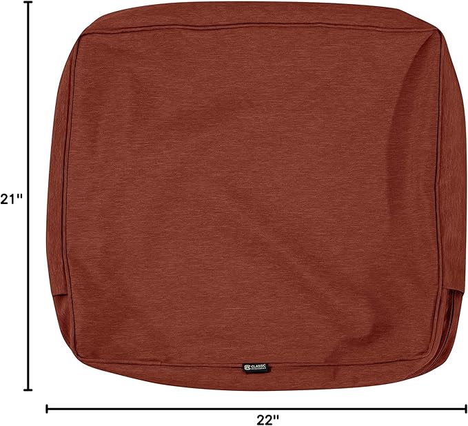 Classic Accessories Montlake Water-Resistant 21 x 22 x 4 Inch Patio Lounge Back Cushion, Heather Henna Red, Outdoor Loveseat Cushions