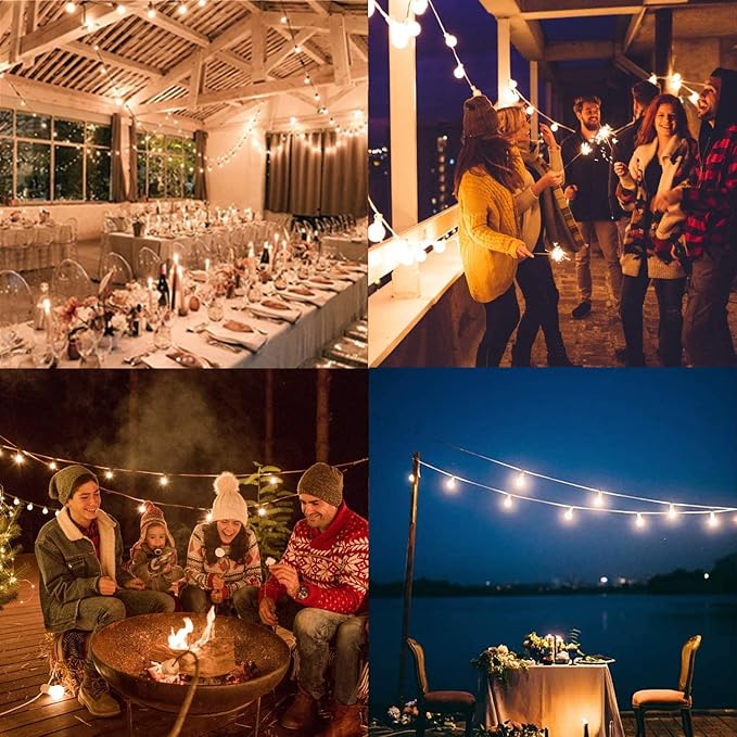 GOOTHY 25Ft Globe Led String Lights Waterproof, Connectable Hanging Patio String Lights with 14 LED Plastic Globe Bulbs, Indoor/Outdoor Decoration Lights for Room Patio Garden Bistro Backyard -White