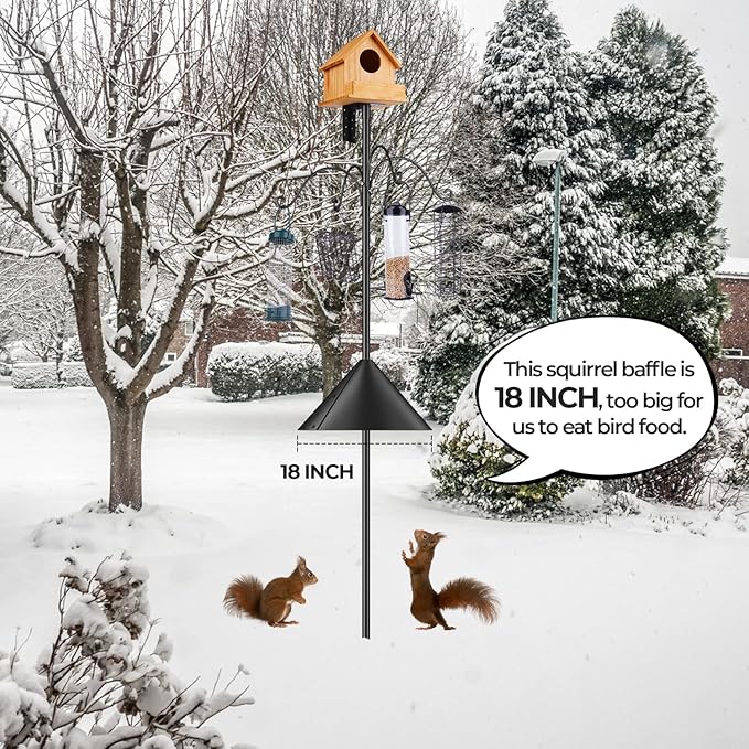 Bird Feeders Pole, House Pole 92 Inch, Adjustable Heavy Duty Feeder Stand Feeding Station with Sturdy Anchor Squirrel Proof Baffle for Watching (Bird Not Included)