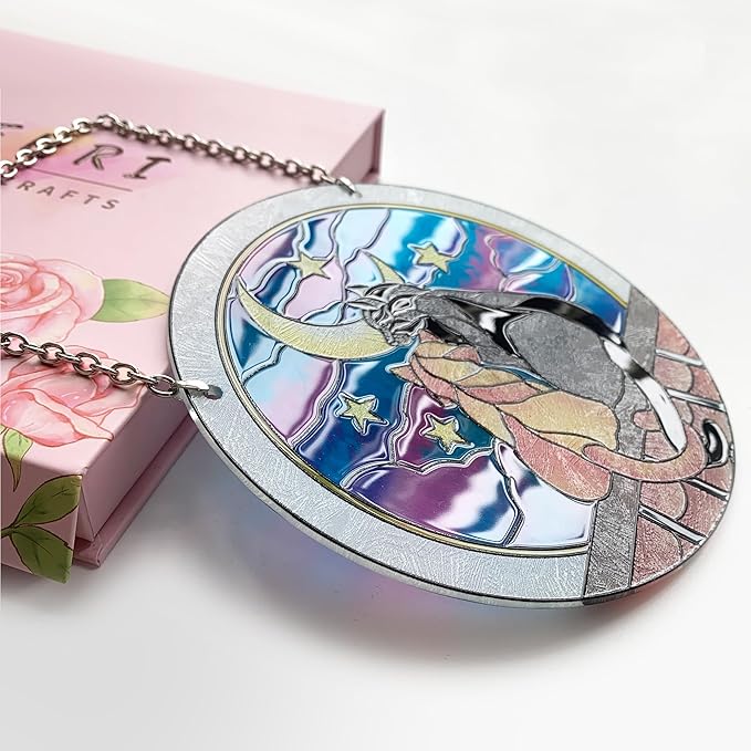 Cat Sun Catcher Stained Glass, 6 * 6inches Suncatcher for Window, Cat and Dog Patterns Sun Catcher Glass,Cat Mom Gifts