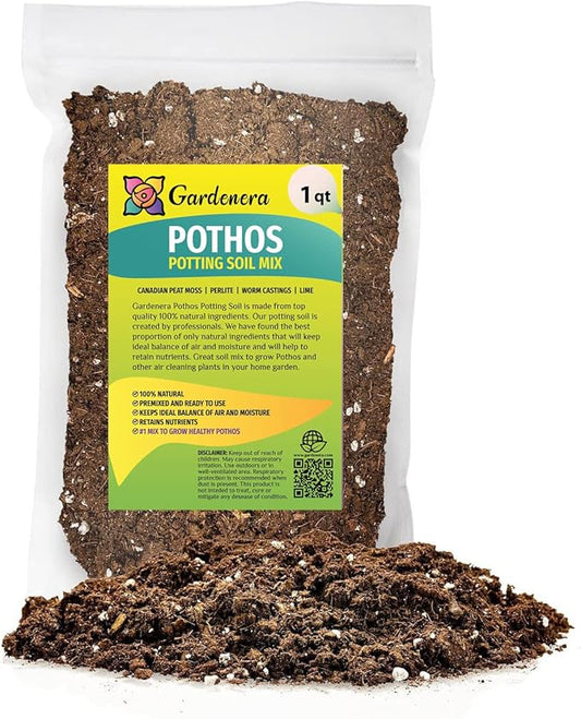 Premium Pothos Potting Soil Mix - Air Cleaning Plant Potting Mix, Soil Mix for Pothos, Parlor Palm, Peace Lily - (1 Quart Bag)