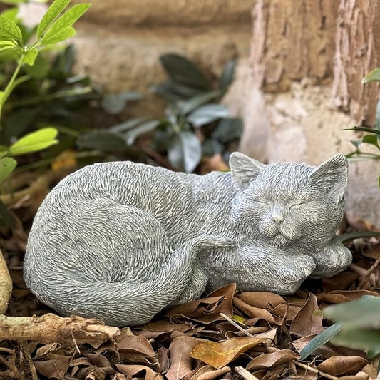 Cat Memorial Stones & Grave Markers Cat Statue, Cats Memorial Gifts for Loss of Cat Sympathy Gift, Cat Statues for Garden Outdoor Statue Decor, 11.4" Length Garden Accent Decorative Cat Figurine