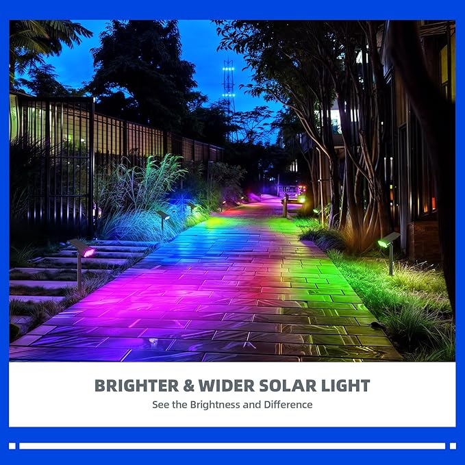 Barrina Solar Spot Lights Outdoor, WRGB 360° Horizontal Adjustable, Solar Lights Waterproof, Auto On/Off 36 LEDs Landscape Spotlights for Garden Patio Yard Pool, 2 Packs