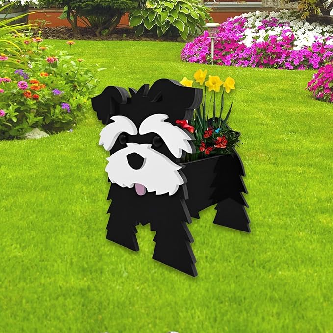Black Schnauzers Dog Planter Plant Pots,Cute Garden Dog Flower Planter,Dog Planters Birthday Gifts for Women,Office,Indoor/Outdoor Decor（9.45 * 9.06 * 11.81in）