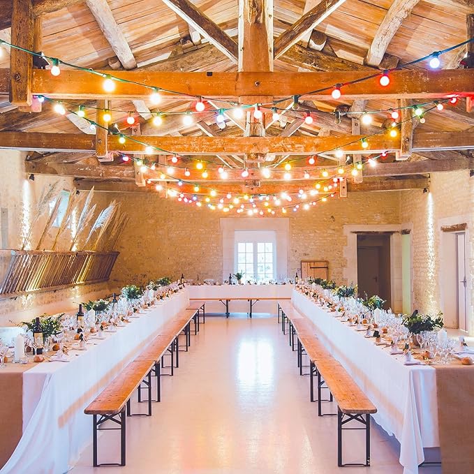 Brightown 50 Pack G40 Colorful Incandescent Bulb, Vintage Globe Replacement Light Bulb for Christmas Lights, 5 Watt E12 C7 Candelabra Base for Patio Yard Garden Holiday Xmas Decoration