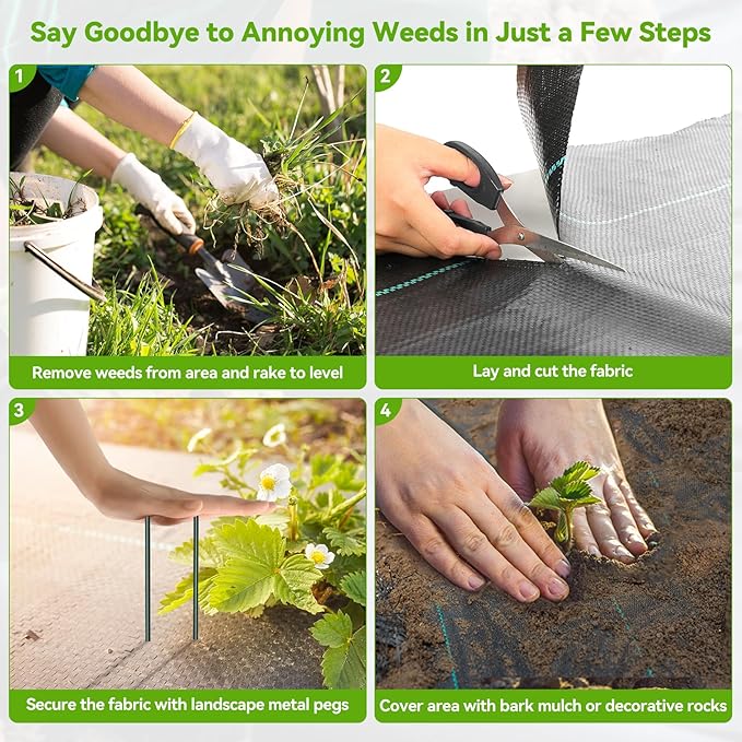 3ftx300ft Weed Barrier Landscape 3.2oz Fabric Heavy Duty, Woven Weed Control Cloth, Woven Geotextile Fabric for Underlayment, Gardening Ground, Commercial Driveway Weed Block Cover Mat