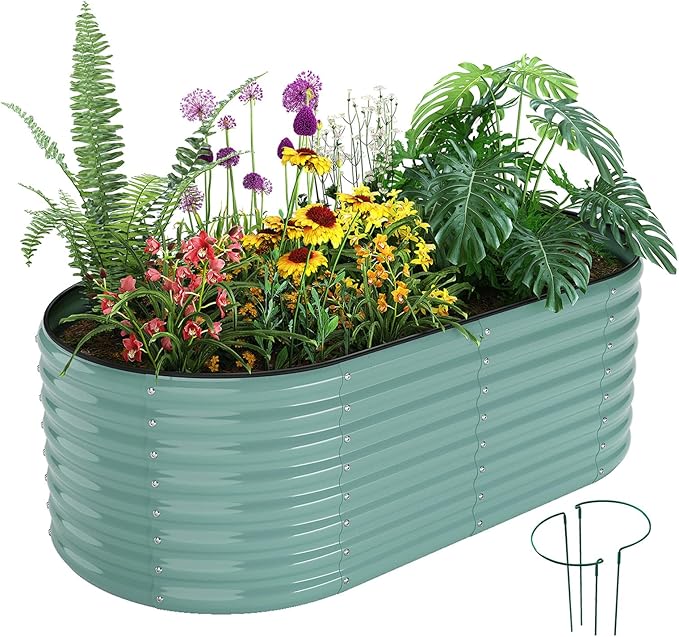 Galvanized Metal Planter Raised Garden Bed Kit for Gardening Outdoor，6x3x2ft Planter Grow Garden Box Raised Flower Bed，Long Vegetable Clearance Herb Raised Garden Beds for Container Gardening