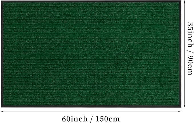 Profile Rubber Door Mat, 60x35inch, Heavy Duty, Entrance Doormat, Indoor and Outdoor, Waterproof, Easy Clean Shoe Scraper, Home Rug Welcome Mats for Entryway, Patio, Porch, Green