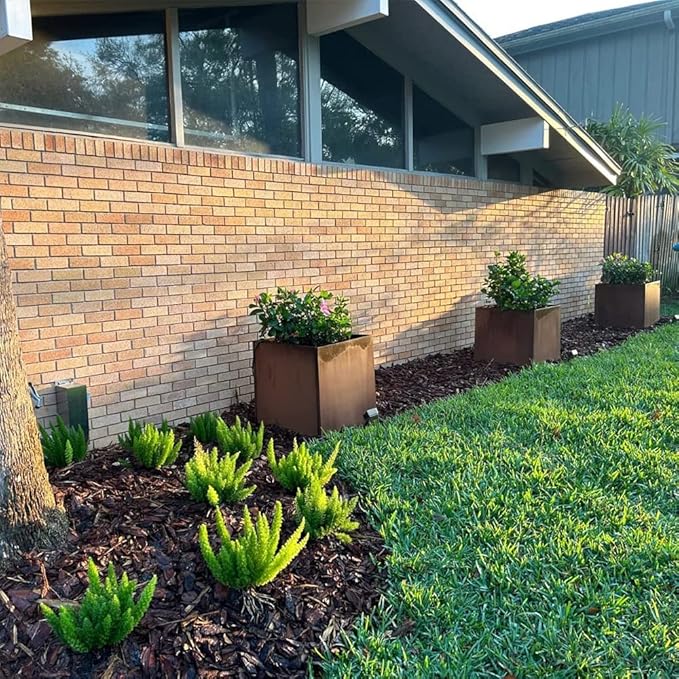 Corten Steel Planter Box Outdoor Planter Metal Square Large Steel Flower Pot Rustic Cube Patina Tall Plant 20 Inch Durable Antique for Commercial Residential Patio Deck Yard Garden