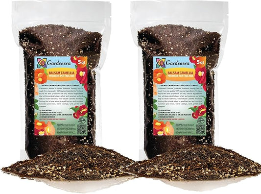 Premium Balsam Camellia Potting Soil Mix - Perfect Balance of Nutrients, Drainage, and Aeration for Thriving Blooms - 10 Quart