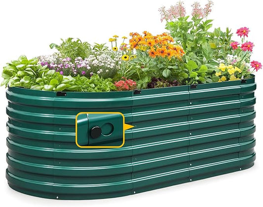 KING BIRD Raised Garden Bed Kit 2025 Upgraded Quick-Setup Galvanized Planter Garden Box Outdoor for Gardening, Vegetables, Flowers, 74x36x23 in, Green