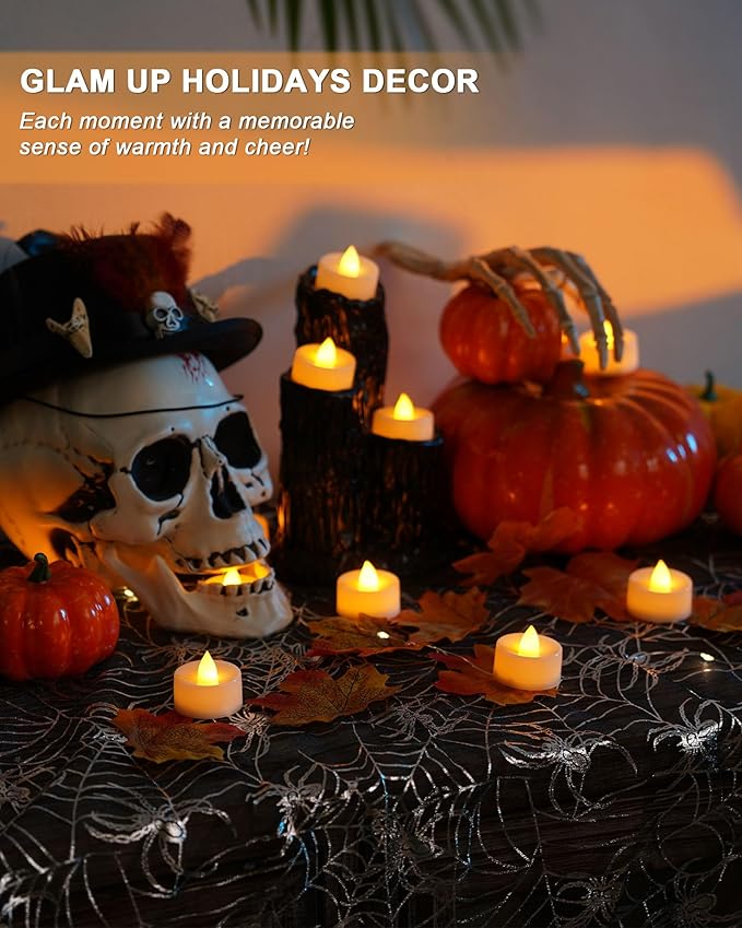BEICHI Flameless Candles, 50Pack Battery Operated Candles, LED Tea Lights Candles Battery Operated, Flickering Fake Candles for Wedding Halloween Christmas Diwali- Warm Yellow