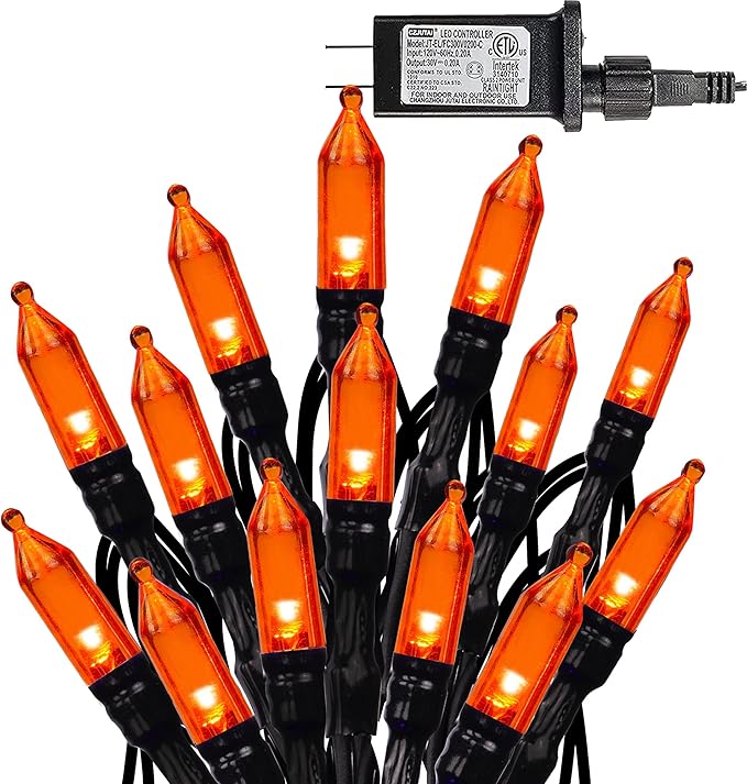 Dazzle Bright 200 LED Halloween Mini String Lights, 65FT Connectable Waterproof Plug in with 8 Modes Lights for Indoor Outdoor Patio Garden Party Decorations (2 Pack)