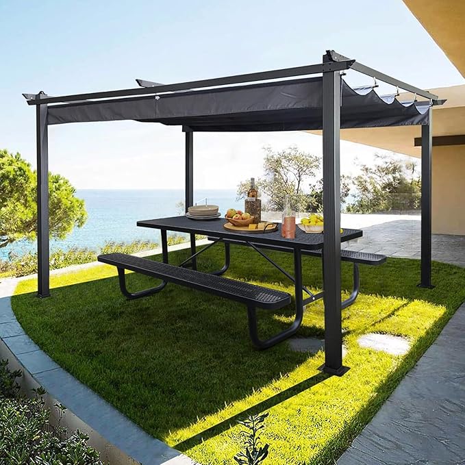 6FT Metal Picnic Tables for Outdoors, Commercial Rectangular Picnic Table and Bench Set for Outside, Patio, Garden, Backyard, Porch, Surface Mount, Black