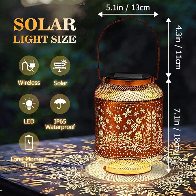 Dragonfly Solar Lanterns Outdoor Waterproof, Hanging Solar Garden Lights, Metal Lights for Yard, Patio, Lawn, Pathway, Garden Decor, Gardening Gifts for Women, Mom, Grandma
