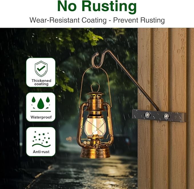 12-Inch 2 Pack Deck Bird Feeder Hanger for Railing, Outdoor Decor Plant Hanger, Swivel Balcony Railing Hook - 22LB Capacity - for Hanging Plants, Bird Feeders, Lanterns, Wind Chimes