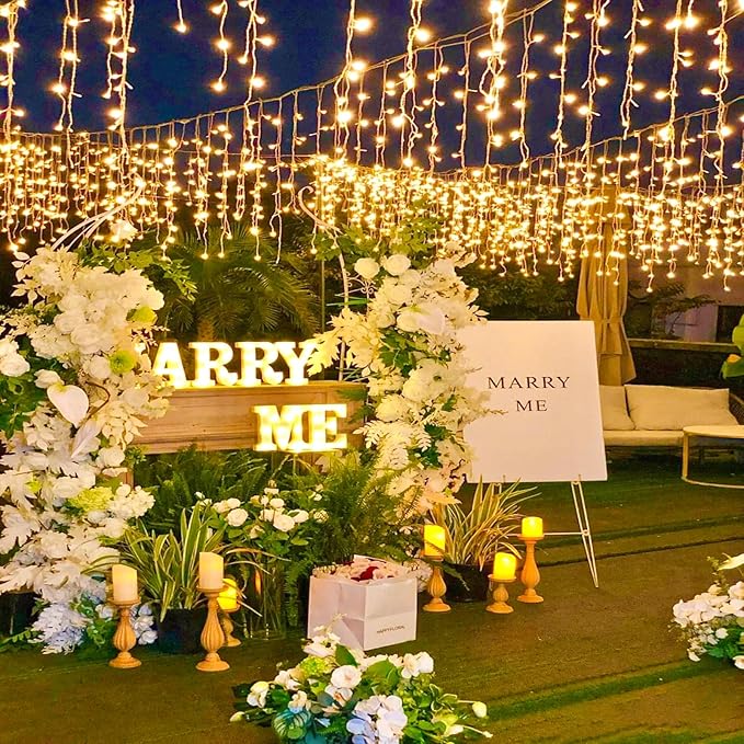 Icicle Christmas Lights, 98FT 1216 LED Icicle Lights for Outside with 228 Drops, 8 Modes Waterproof Twinkle String Lights for House Bedroom Wedding Holiday Decorations, Warm White