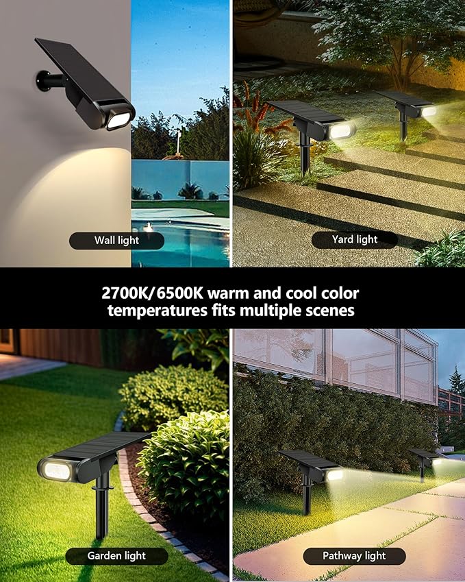 Solar Spot Lights Outdoor Waterproof IP67, RGB Landscape Lighting with Remote & Timer, Color Changing Solar Uplights Outdoor for Trees, Garden, Yard, and Pathway (6 Pack)
