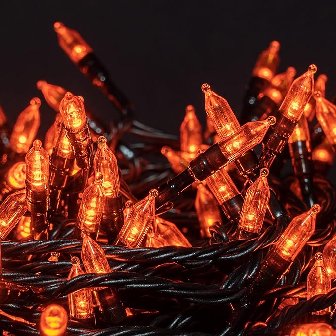 Dazzle Bright 200 LED Halloween Mini String Lights, 65FT Connectable Waterproof Plug in with 8 Modes Lights for Indoor Outdoor Patio Garden Party Decorations (2 Pack)