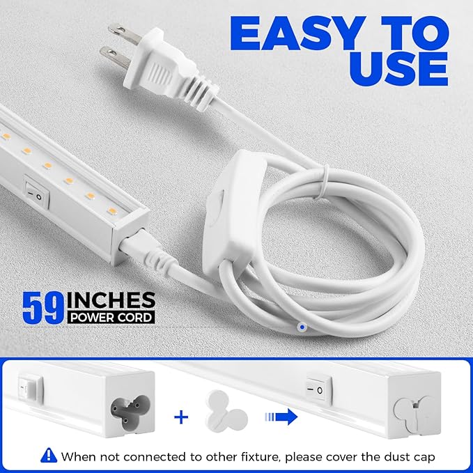 Barrina Grow Light for Indoor Plants, Full Spectrum Sunlight, 1ft Grow Lamp, LED Grow Light Bulbs, T5 Grow Light Strip, Plug and Play, Pinkish White, 4-Pack