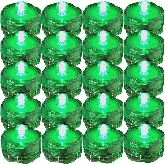 Bright LED Floral Tea Light Submersible Lights for Party Wedding (Green, 60 Pack)